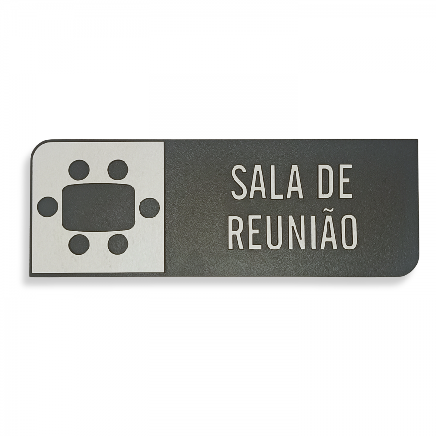 Placa de Sinalização Indicativa em MDF Efeito 3D - Sala de Reunião